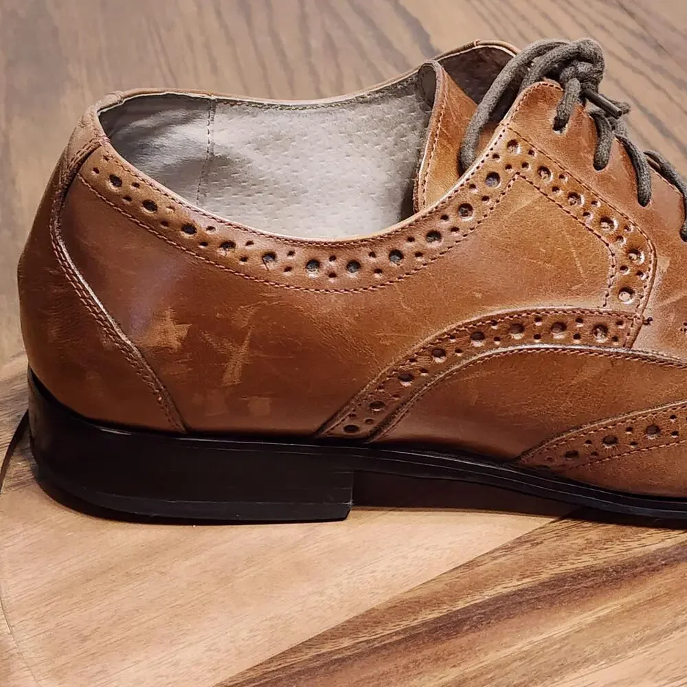 Stacy Adams Dress Shoes Mens Size 11 Brown Leather Brogue Wingtip 24738-221
